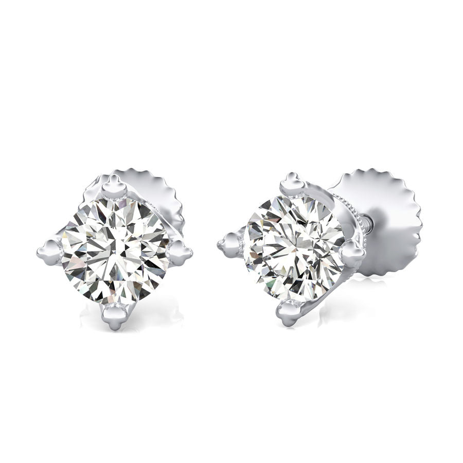 Round Natural Diamond Stud Earrings