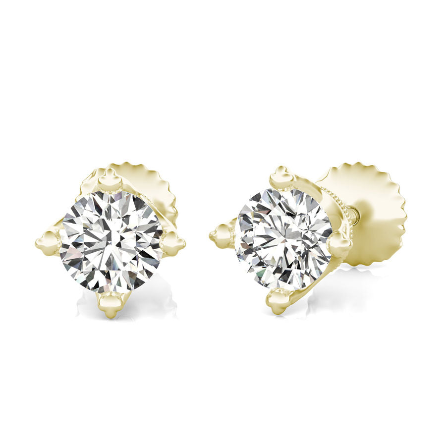 Round Natural Diamond Stud Earrings