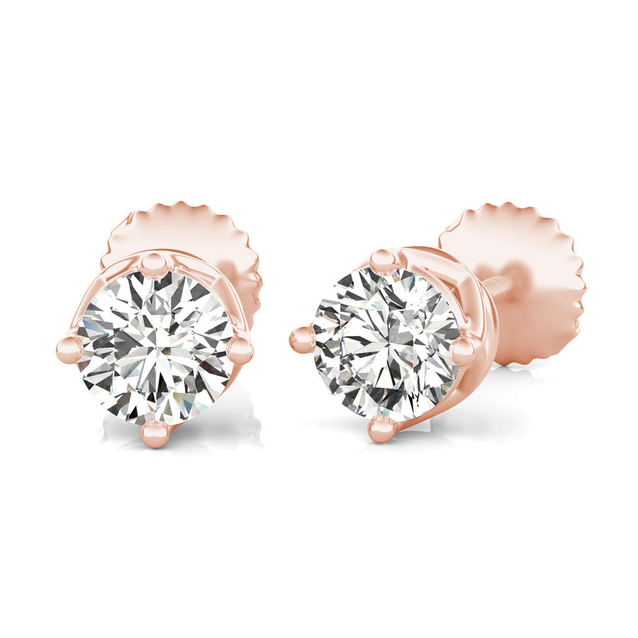 Round Natural Diamond Stud Earrings