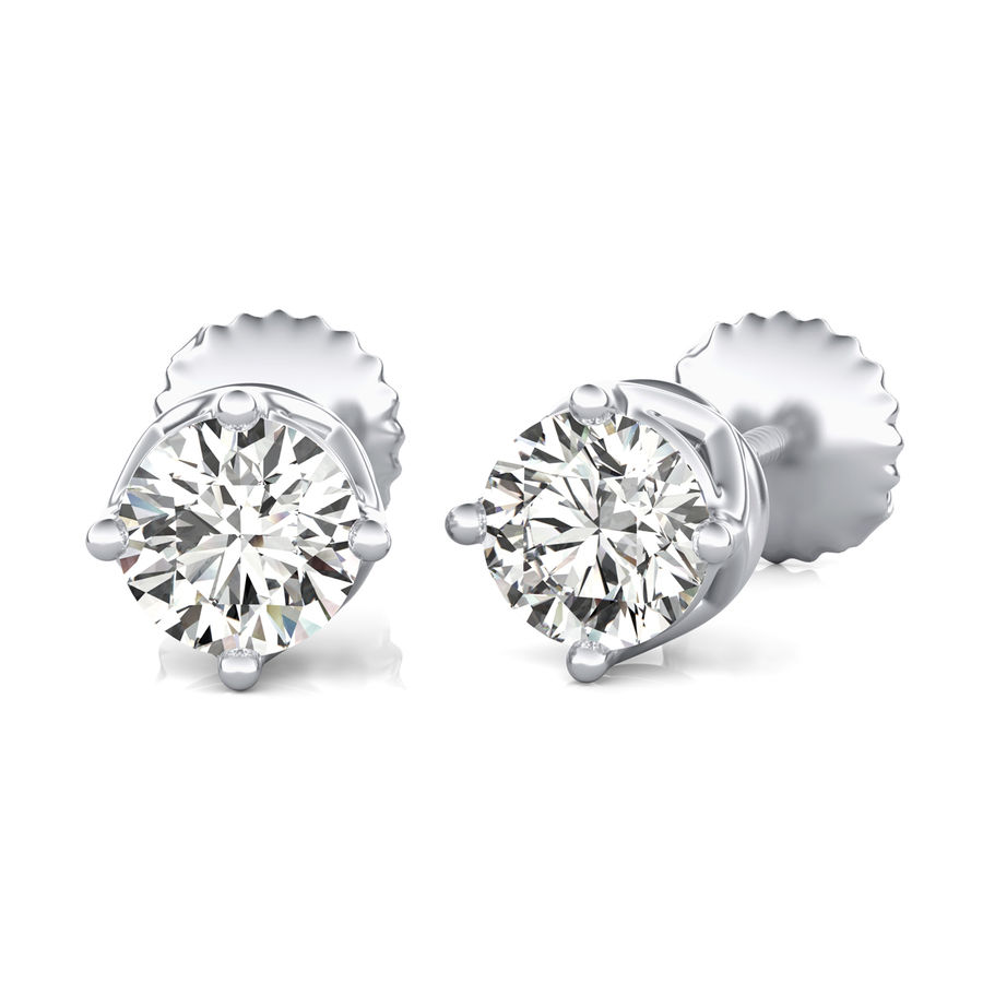 Round Natural Diamond Stud Earrings
