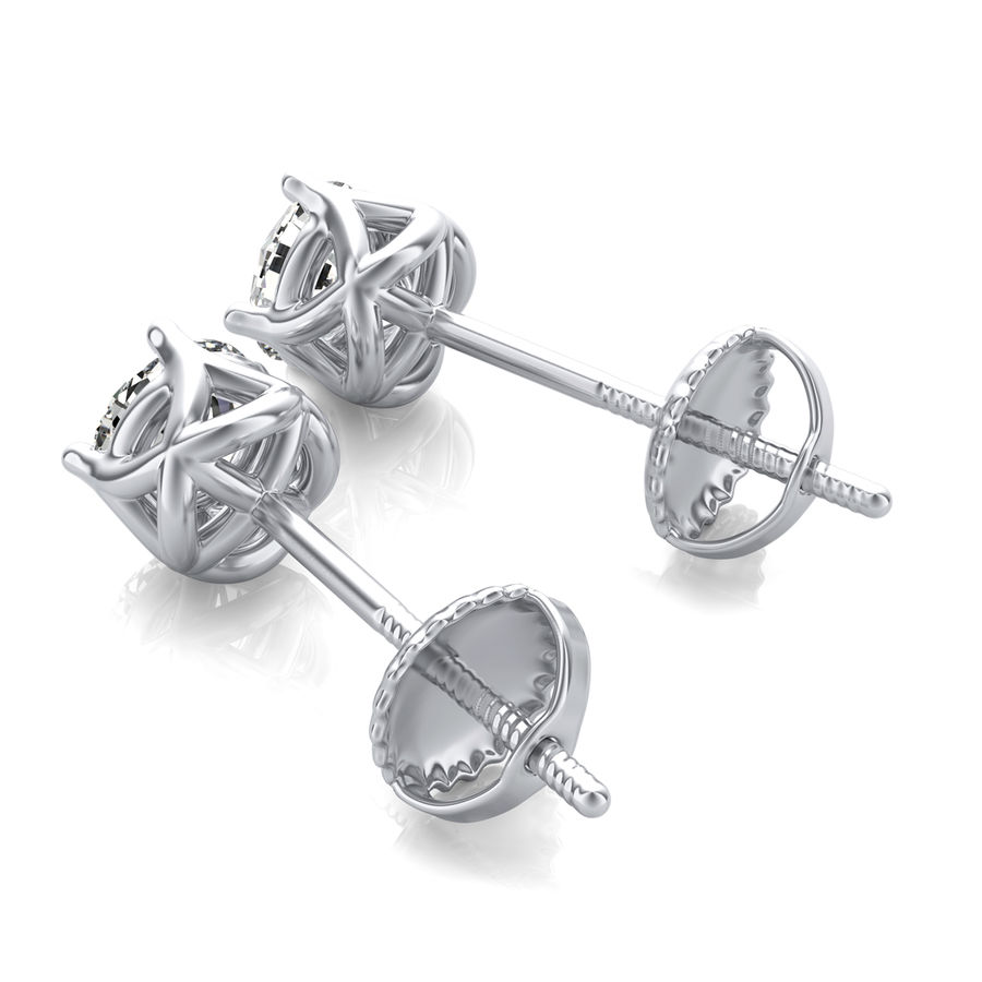Round Natural Diamond Stud Earrings