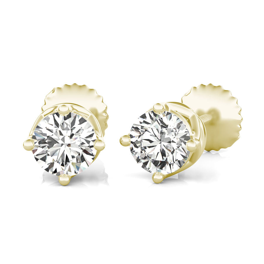 Round Natural Diamond Stud Earrings