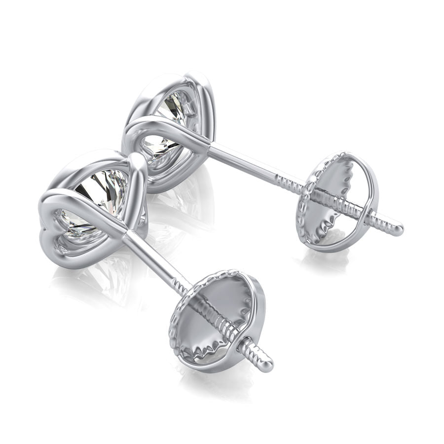 Round Natural Diamond Bezel Stud Earrings