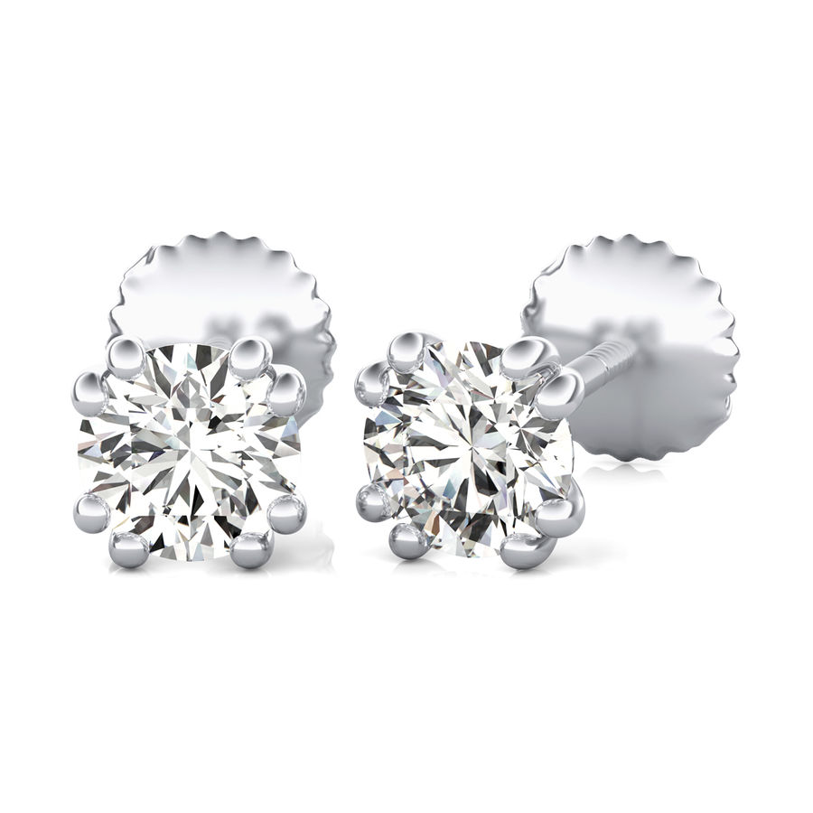 Round Natural Diamond Stud Earrings