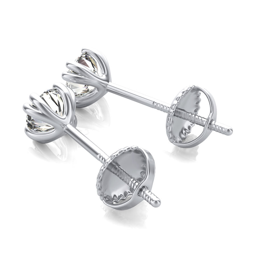 Round Natural Diamond Stud Earrings