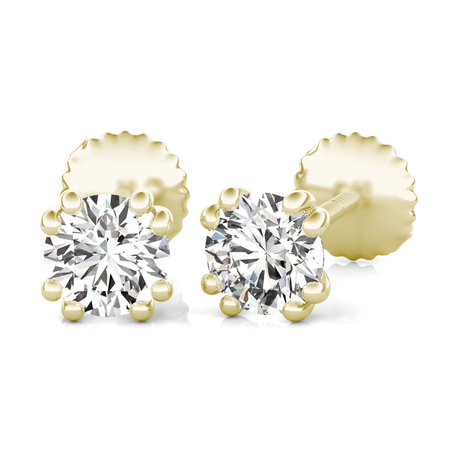 Round Natural Diamond Stud Earrings