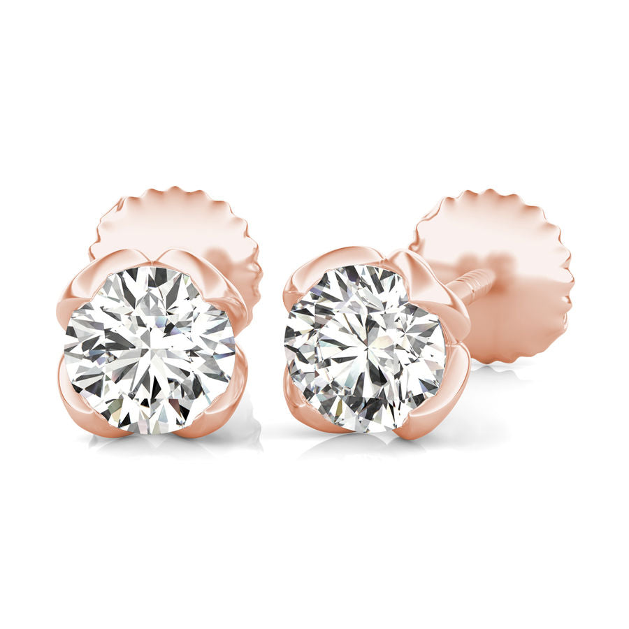 Round Natural Diamond Stud Earrings