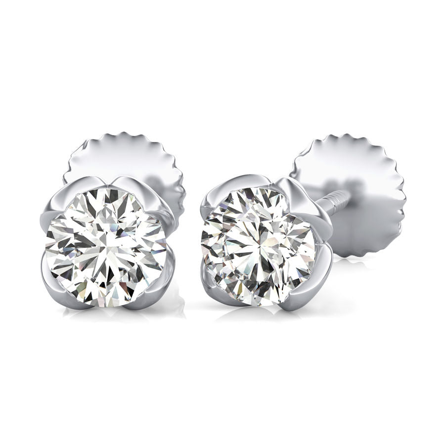 Round Natural Diamond Stud Earrings