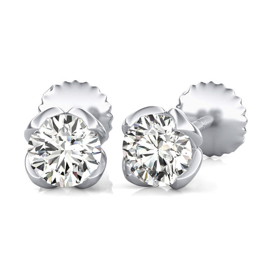 Round Natural Diamond Stud Earrings