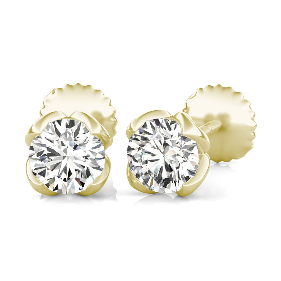 Round Natural Diamond Stud Earrings