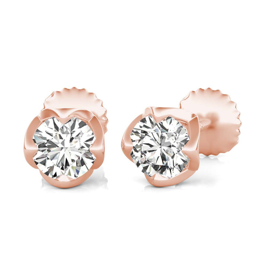 Round Natural Diamond Stud Earrings