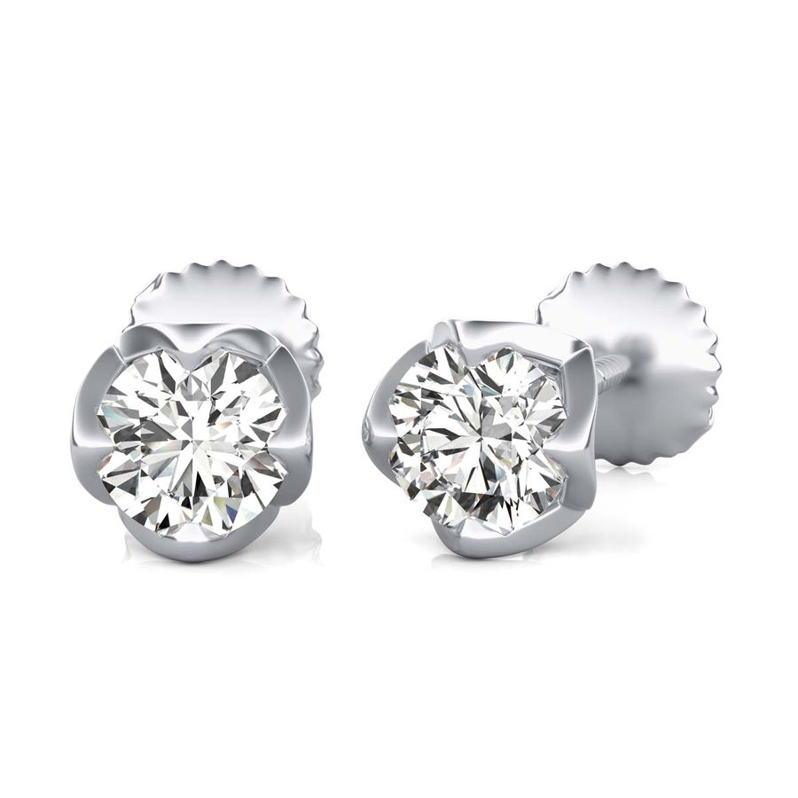 Round Natural Diamond Stud Earrings
