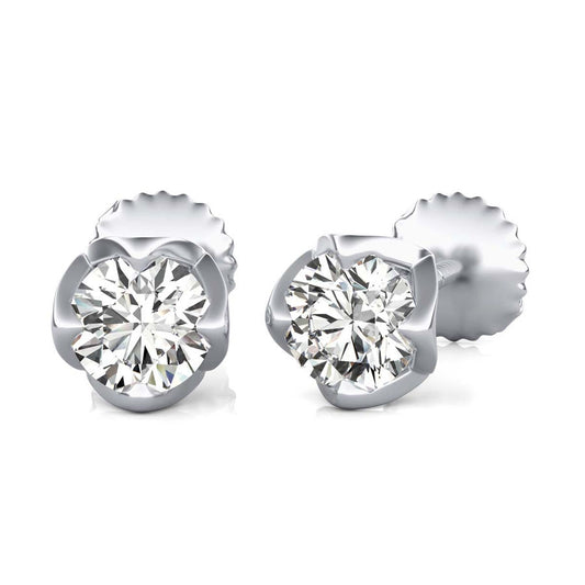 Round Natural Diamond Stud Earrings