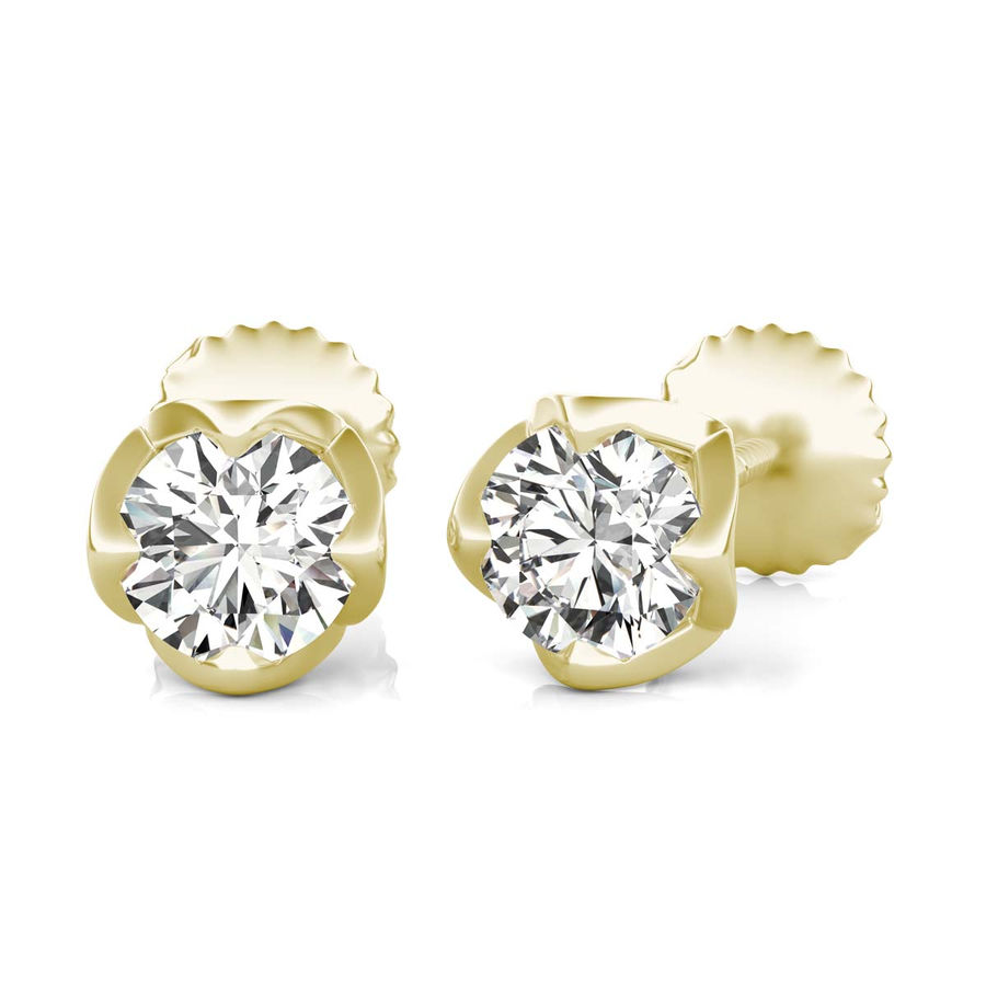 Round Natural Diamond Stud Earrings