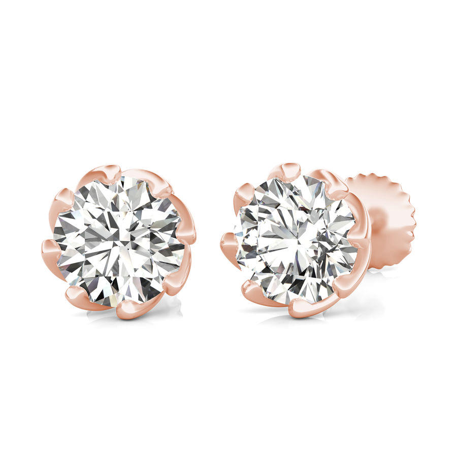 Round Natural Diamond Stud Earrings