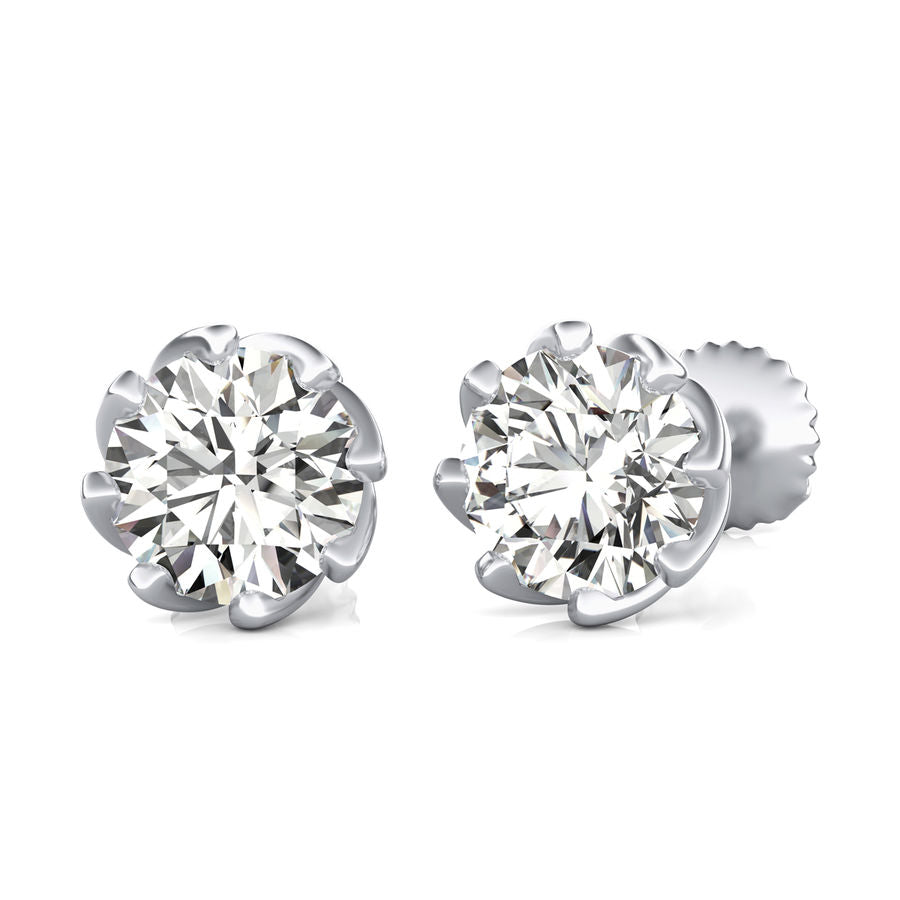 Round Natural Diamond Stud Earrings