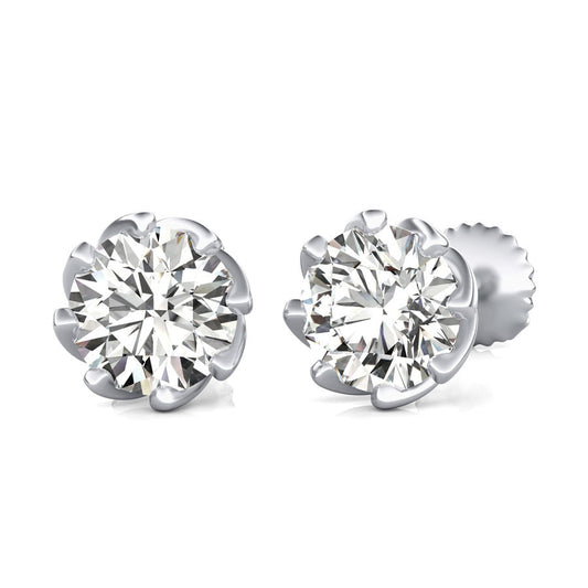 Round Natural Diamond Stud Earrings