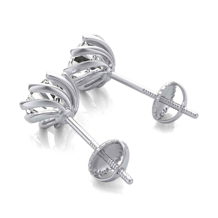 Round Natural Diamond Stud Earrings