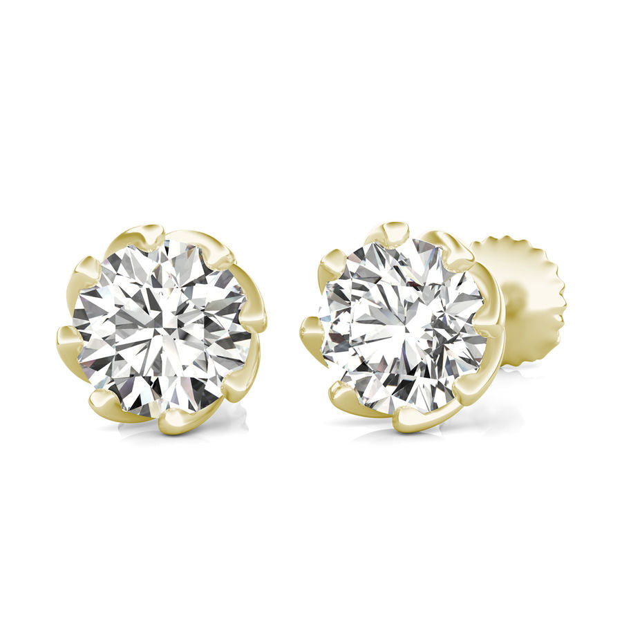 Round Natural Diamond Stud Earrings