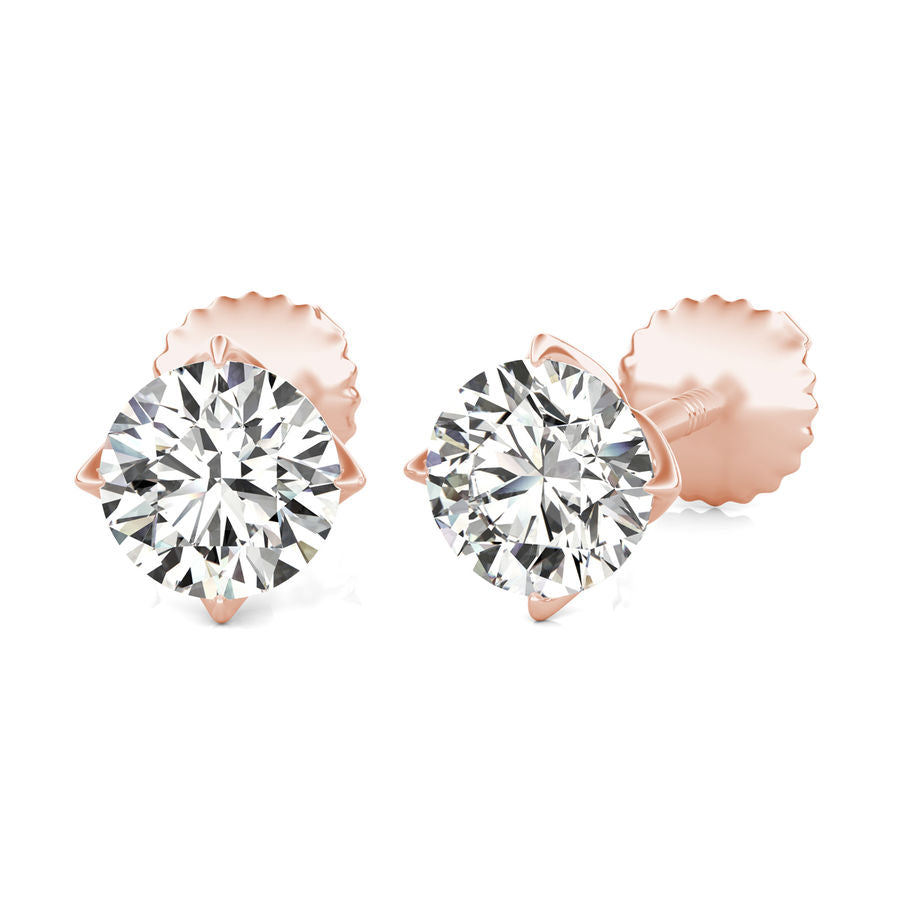 Round Natural Diamond Stud Earrings