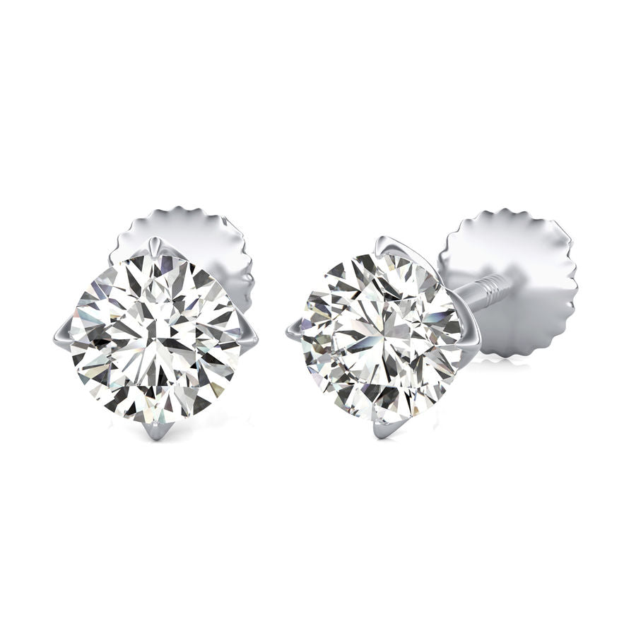 Round Natural Diamond Stud Earrings