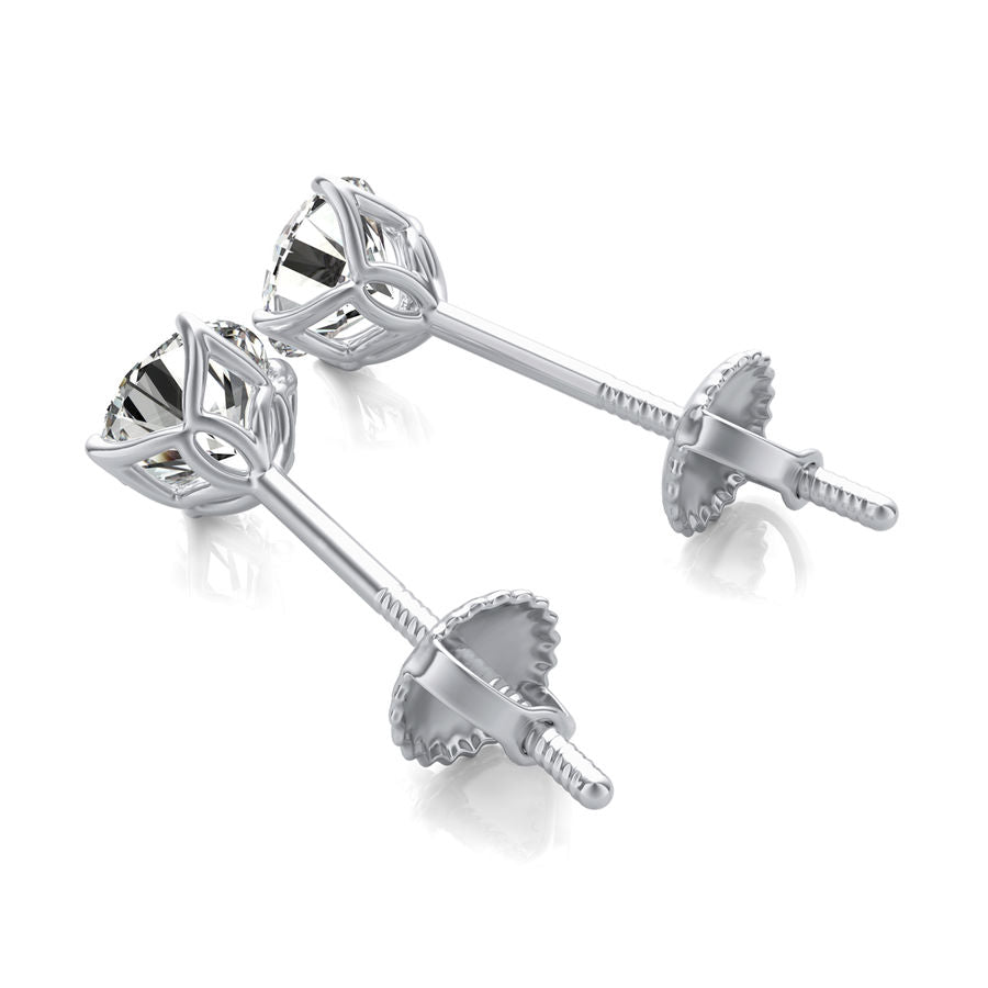 Round Natural Diamond Stud Earrings