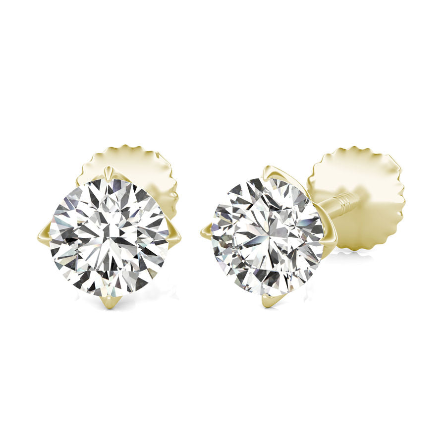 Round Natural Diamond Stud Earrings