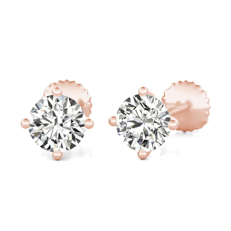 Round Natural Diamond Stud Earrings