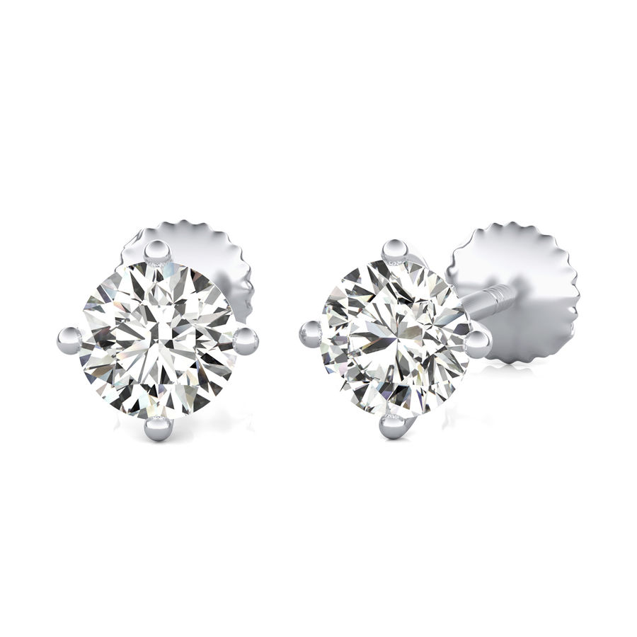 Round Natural Diamond Stud Earrings