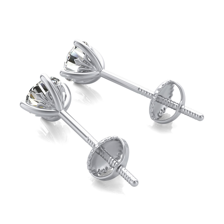 Round Natural Diamond Stud Earrings